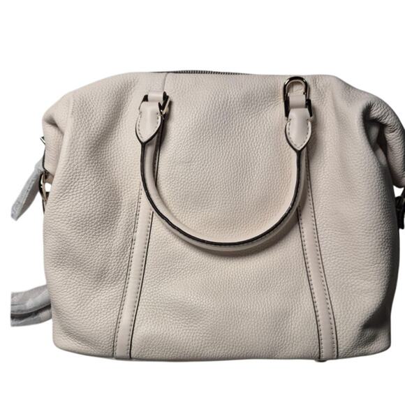 NEW Michael Kors Soft White Pebbled Leather Satchel Handbag with Gold Hardware - Picture 5 of 8